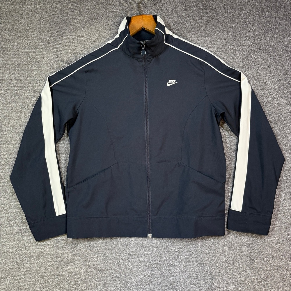 Nike Track Jacket Mens M Fit Dry Black White Full Zip Mock Neck